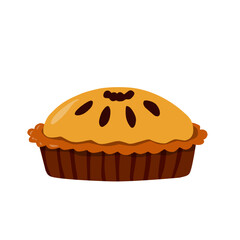 Pie in Flat Style for Holiday Dessert Illustration