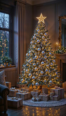 christmas tree in the living room