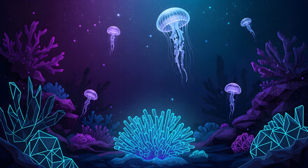 Neon Jellyfish Ballet An Underwater Dreamscape of Bioluminescent Marine Life