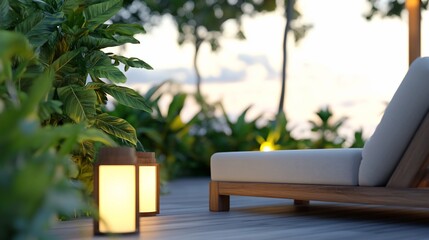 Tranquil sunset garden lounge chair