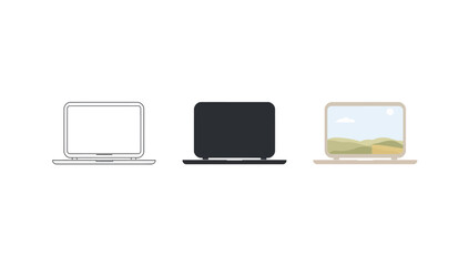 Vector art of three laptop computers in different styles hand drawn vector