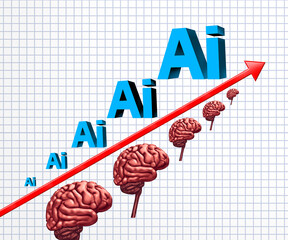 AI Growth And Human Brain Decline as memory loss or mind atrophy due the rise of machine learning and artificial intelligence as afear for the future of human thinking.