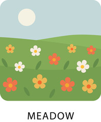 Meadow Flat Scenery Icon.