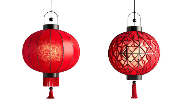Decorative and Ornamental Red Lantern Collection isolated on transparent background. - Powered by Adobe