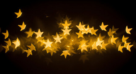 Creative Depiction Of Glowing Star Shaped Bokeh Lights Against A Dark Background