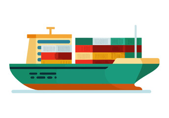 Obraz premium Cargo Ship Carrying Containers in Calm Waters Illustration