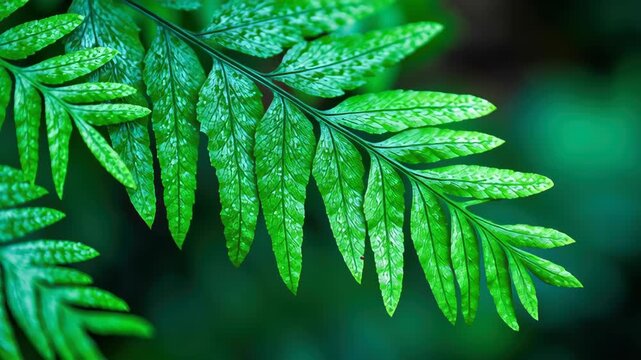 Natural patterns science beautifully displayed vibrant green fern leaf with intricate vein structure, lush foliage, detailed texture, and organic