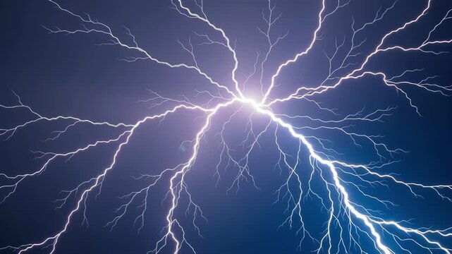 Natural patterns science beautifully displayed by lightning branching across sky, electric energy, dramatic effect, glowing electricity