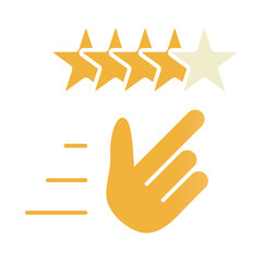 Golden stars and a pointing hand graphic