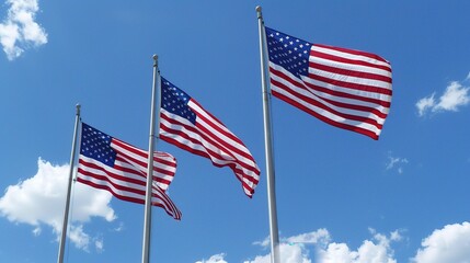 Flag Day scene with vibrant national flags waving on flagpoles along a street, people wearing flag-themed accessories—caps, scarves, and badges—gathering for a community parade, with colorful balloons