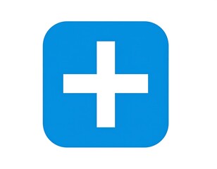 Obraz premium Add symbol icon in a blue square for user interface design and business