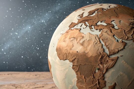 Detailed 3D model of Earth highlighting Africa against a starry sky background