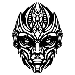Tribal Mask Vector Design - Abstract Ethnic Face Illustration