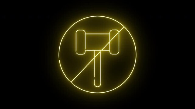 animation of prohibited icon and hammer icon