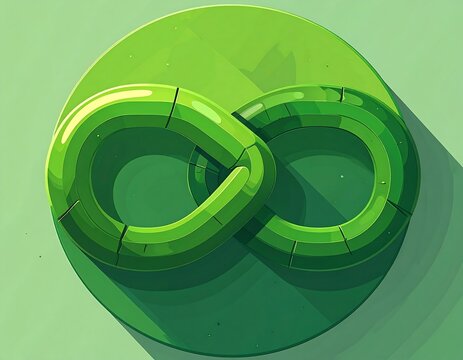 Abstract Green Infinity Symbol on a Green Circle Background Illustration