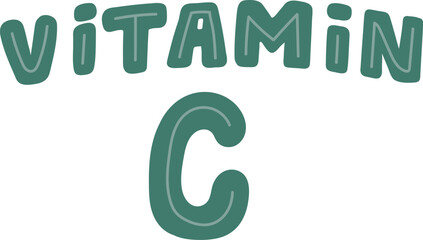 Handdrawn green text VITAMIN C on a white background
