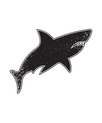 Grunge Shark Silhouette Vector Icon for Logo and Design.