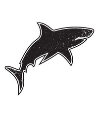 Grunge Shark Silhouette Vector Icon for Logo and Design.
