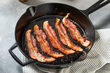Greasy Cooked Thick Cut Bacon