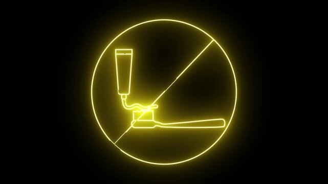 prohibited icon and toothbrush paste icon