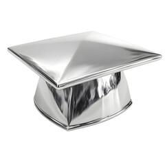 Shiny metallic sculpture with reflective surface and abstract design