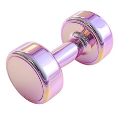 Shiny pink dumbbell isolated on transparent background fitness and exercise concept