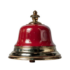 Shiny red desk bell on transparent background