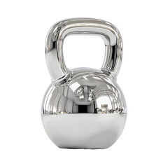 Shiny silver kettlebell isolated on transparent background exercise equipment vector