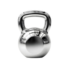 Shiny silver kettlebell isolated on transparent background for fitness and exercise