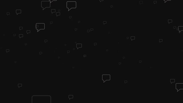 Repeating Gray Speech Bubble Icons on Dark Background abstract chat