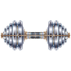 Silver dumbbell on transparent background representing fitness and strength