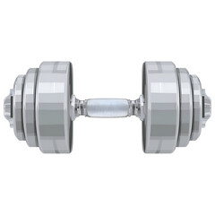 Silver dumbbell illustration on transparent background for fitness and workout concepts