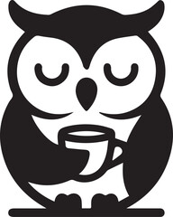 Cute owl character enjoying a warm cup of coffee, a charming vector illustration for cozy evenings