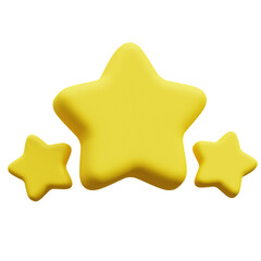 Three Yellow Stars Arranged with Matte Finish on Transparent Background