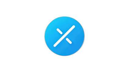 Fototapeta premium Blue circular icon featuring an intersecting 
