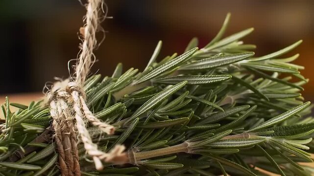 Fresh Rosemary Herb Bundle Tied.