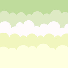 Illustration of Clouds in Green and White