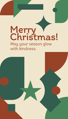 Merry Christmas Card with Abstract Geometric Shapes