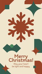 Christmas Greeting Card with Snowflake and Geometric Shapes