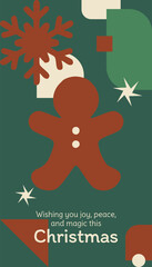 Christmas Greeting Card with Gingerbread Man