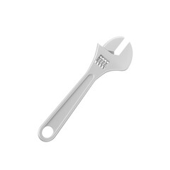 Silver Adjustable Wrench Tool Isolated on Transparent Background