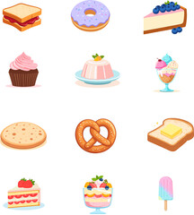 Vector Illustration of Dessert Icons for UI, Mobile Apps, and Digital Design