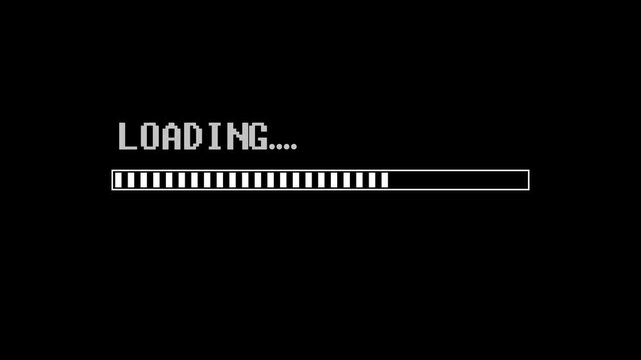Retro loading bar animation isolated on a black background