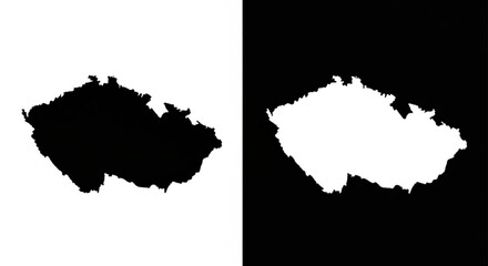 Clean Czechia map icons in modern black and white inverse style