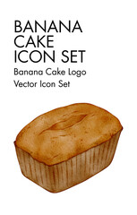 Banana cake Logo vector Icon set 