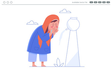 Illustration of a girl performing ablution