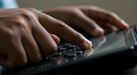 Close-up of a child’s hands playing a handheld video game console, focused and engaged