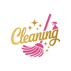 Feminine House Cleaning Logo Design Template.