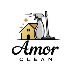Feminine House Cleaning Logo Design Template.