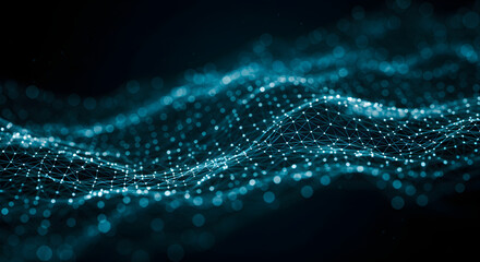 Blue Digital Network Connection Wave Abstract